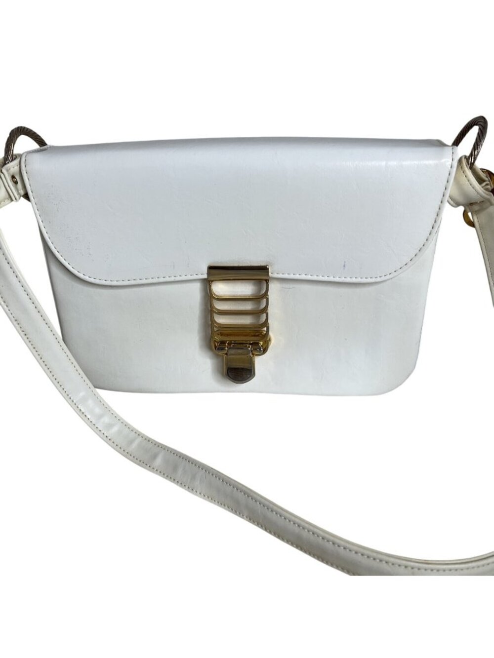 Robert Bestien Vintage White Faux Leather shoulder Adjustable Strap